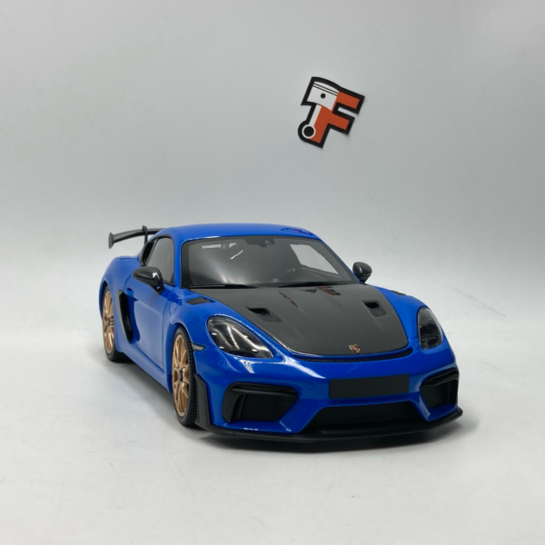 Miniature Porsche Cayman GT4 RS 2024 Blue Weissach Package vendue en Suisse