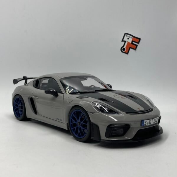 Miniature Porsche Cayman GT4 RS Weissach 1/18 grise vendue en Suisse