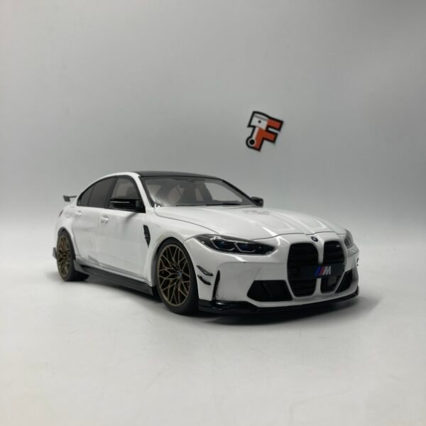 Miniature BMW M3 G80 Compétition blanche 1/18 vendue en Suisse par Frakaxessoires